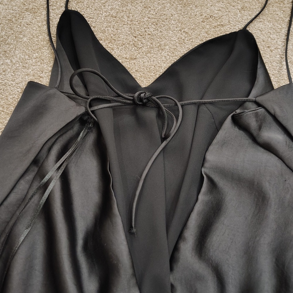 ZARA Mini Dress Womens LG Black Lined Satin Slip Mini Dress GOING OUT - Picture 2 of 7